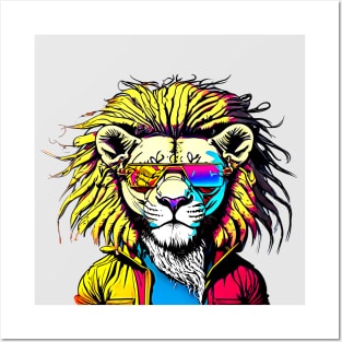 Roaring Style: A Lion's Selfie in the Concrete Jungle Posters and Art